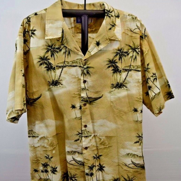 RJC Tan Outrigger Scene Hawaiian Shirt 4XL - Picture 1 of 5